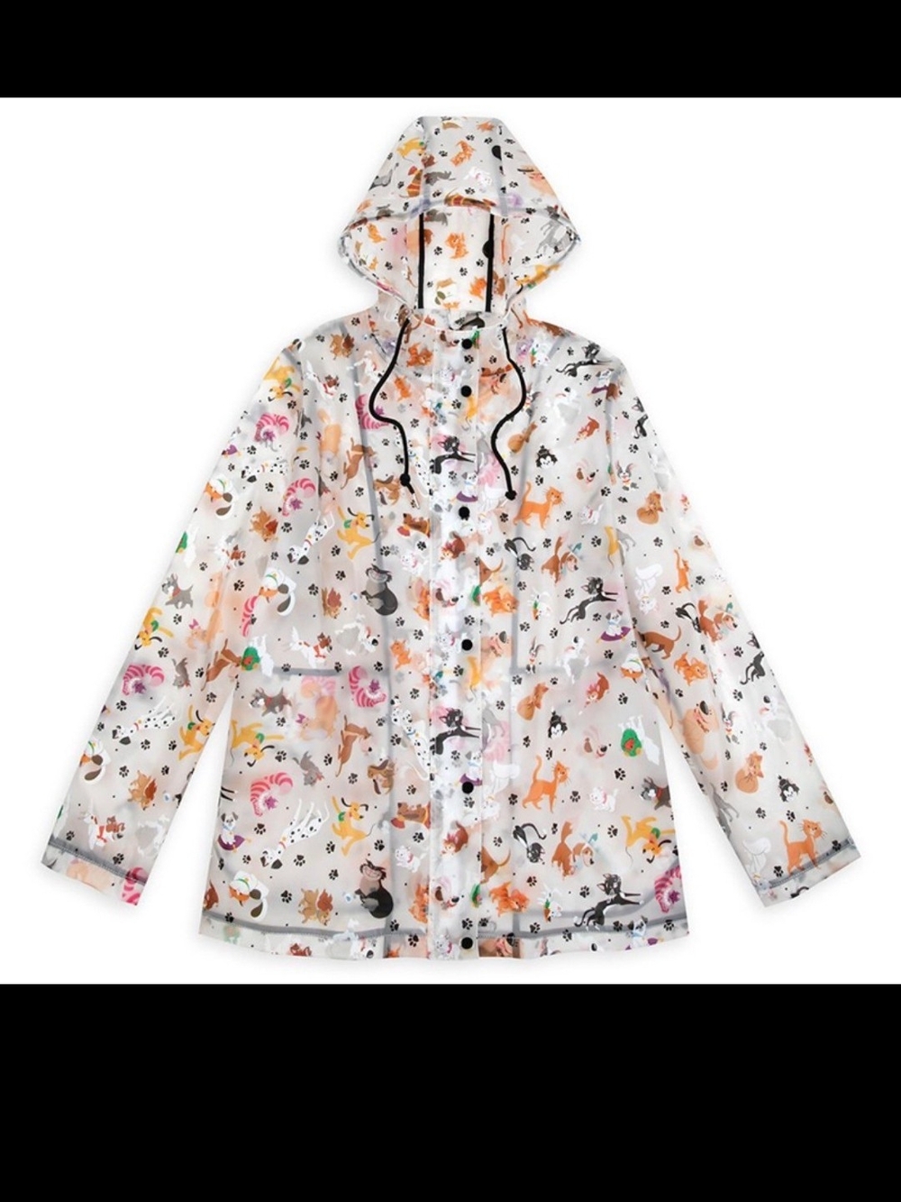 New Disney Reigning Cats And Dogs Clear Hooded Rain Jacket Medium
